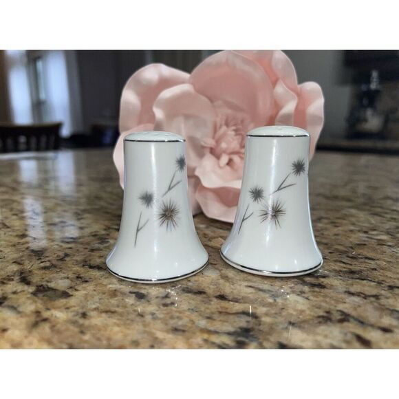 Creative Salt & Pepper Shaker Platinum Star Burst Fine China Japan 1014 Atomic - Picture 2 of 9